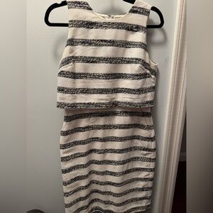 Jcrew Tweed White and Black Striped Work Dress Size 6